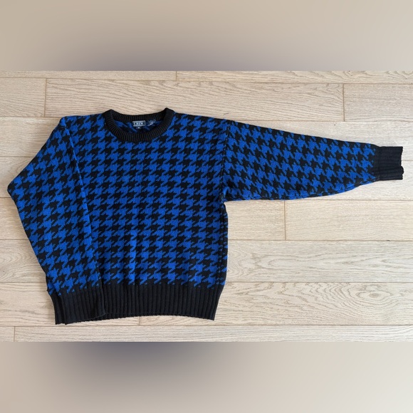 J. Crew | Vintage Women’s Houndstooth Crewneck Sweater 100% Shetland Wool Size M - Picture 1 of 5